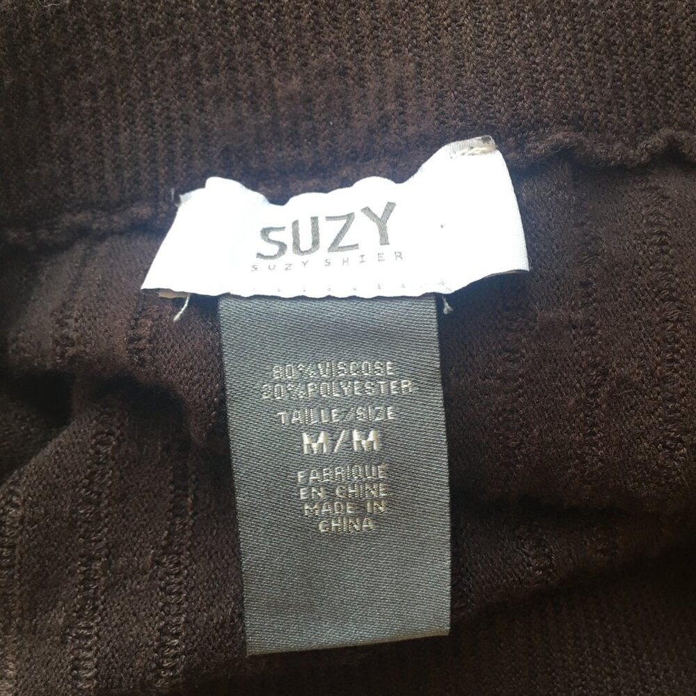 Suzy Shier Brown Skirt A line Viscose Med H2H-1018-2- Stretch Ribbed Waist. - Picture 6 of 7